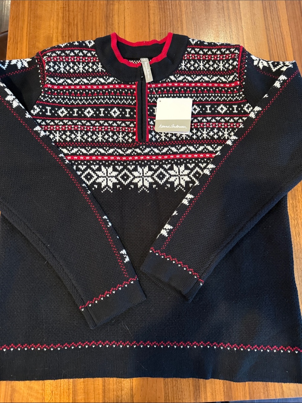 NWT Hanna Andersson Fair Isle Nordic Snowflake Half-Zip sz women’s small